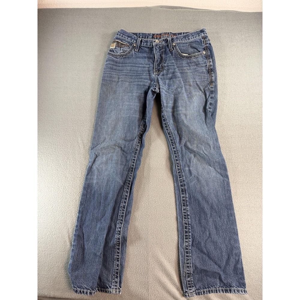 Cinch Ian Jeans Mens 32x34 Med Wash Blue Slim Bootcut Denim Western MB51336001